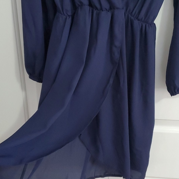 NWT ASOS Navy Blue Long Sleeve Crossover Dress - Picture 3 of 5